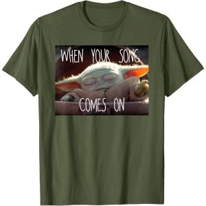 imageStar Wars The Mandalorian The Child When Your Song Comes On TShirtOlive Green