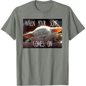 imageStar Wars The Mandalorian The Child When Your Song Comes On TShirtOlive Heather