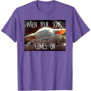 imageStar Wars The Mandalorian The Child When Your Song Comes On TShirtPurple Heather