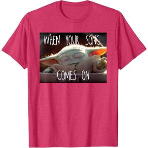 imageStar Wars The Mandalorian The Child When Your Song Comes On TShirtRed Heather
