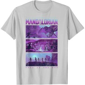 imageStar Wars The Mandalorian This Is The Way Retro Panels TShirtSilver Grey