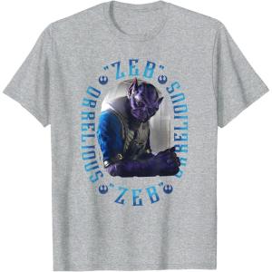 imageStar Wars The Mandalorian Zeb Orrelios Vintage Portrait TShirtHeather Grey