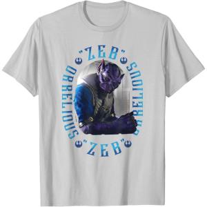 imageStar Wars The Mandalorian Zeb Orrelios Vintage Portrait TShirtSilver Grey