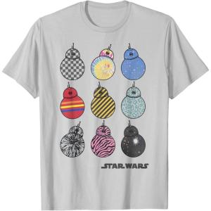 imageStar Wars The Rise of Skywalker BB8 Colorful Fill Poster TShirtSilver Grey