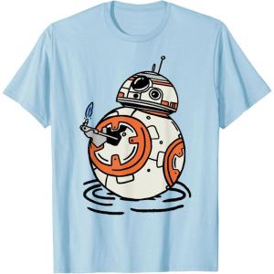 imageStar Wars The Rise of Skywalker BB8 Lighter Doodle TShirtBaby Blue