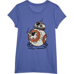 imageStar Wars The Rise of Skywalker BB8 Lighter Doodle TShirtBright Blue Heather