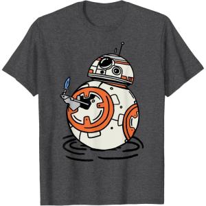 imageStar Wars The Rise of Skywalker BB8 Lighter Doodle TShirtDark Heather Grey