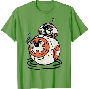 imageStar Wars The Rise of Skywalker BB8 Lighter Doodle TShirtGrass Green