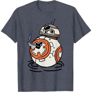 imageStar Wars The Rise of Skywalker BB8 Lighter Doodle TShirtHeather Blue
