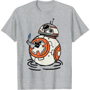 imageStar Wars The Rise of Skywalker BB8 Lighter Doodle TShirtHeather Grey