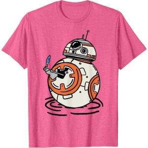 imageStar Wars The Rise of Skywalker BB8 Lighter Doodle TShirtPink Heather
