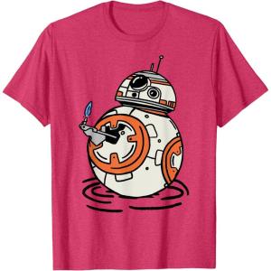 imageStar Wars The Rise of Skywalker BB8 Lighter Doodle TShirtRed Heather