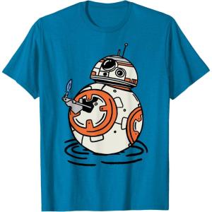 imageStar Wars The Rise of Skywalker BB8 Lighter Doodle TShirtSapphire Blue