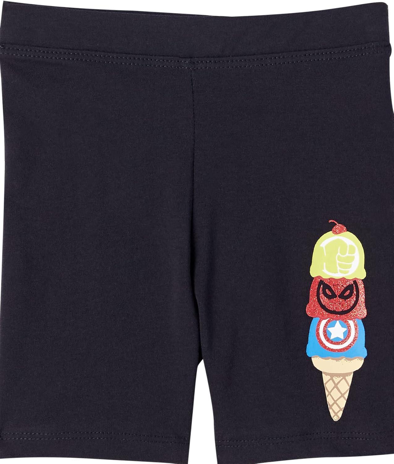 imageAmazon Essentials Disney  Marvel  Star Wars  Frozen  Princess Girls and Toddlers Bike Shorts Previously Spotted ZebraMarvel Icons