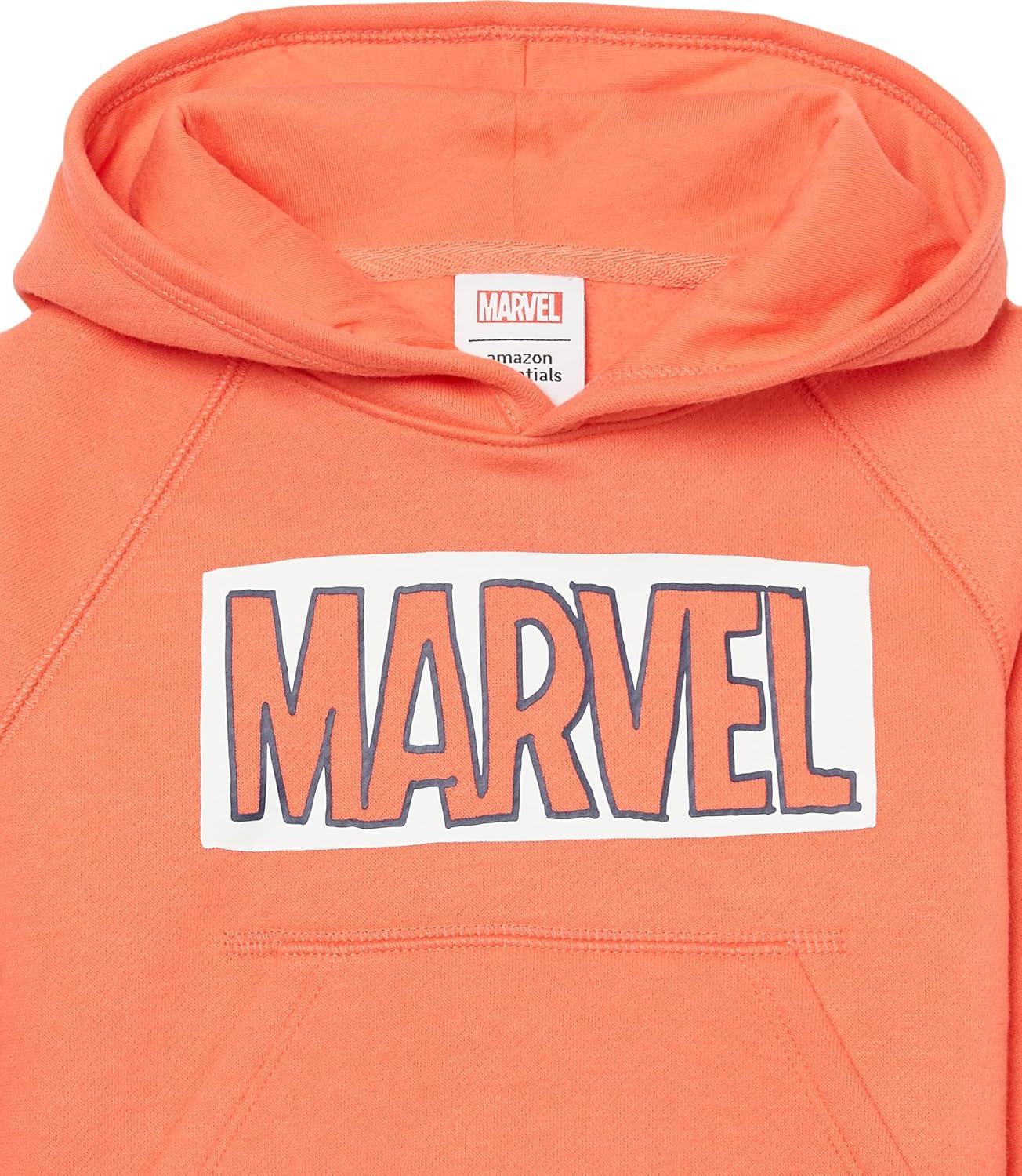 imageAmazon Essentials Disney  Marvel  Star Wars  Frozen  Princess Girls and Toddlers Fleece Pullover Hoodie SweatshirtMarvel Logo