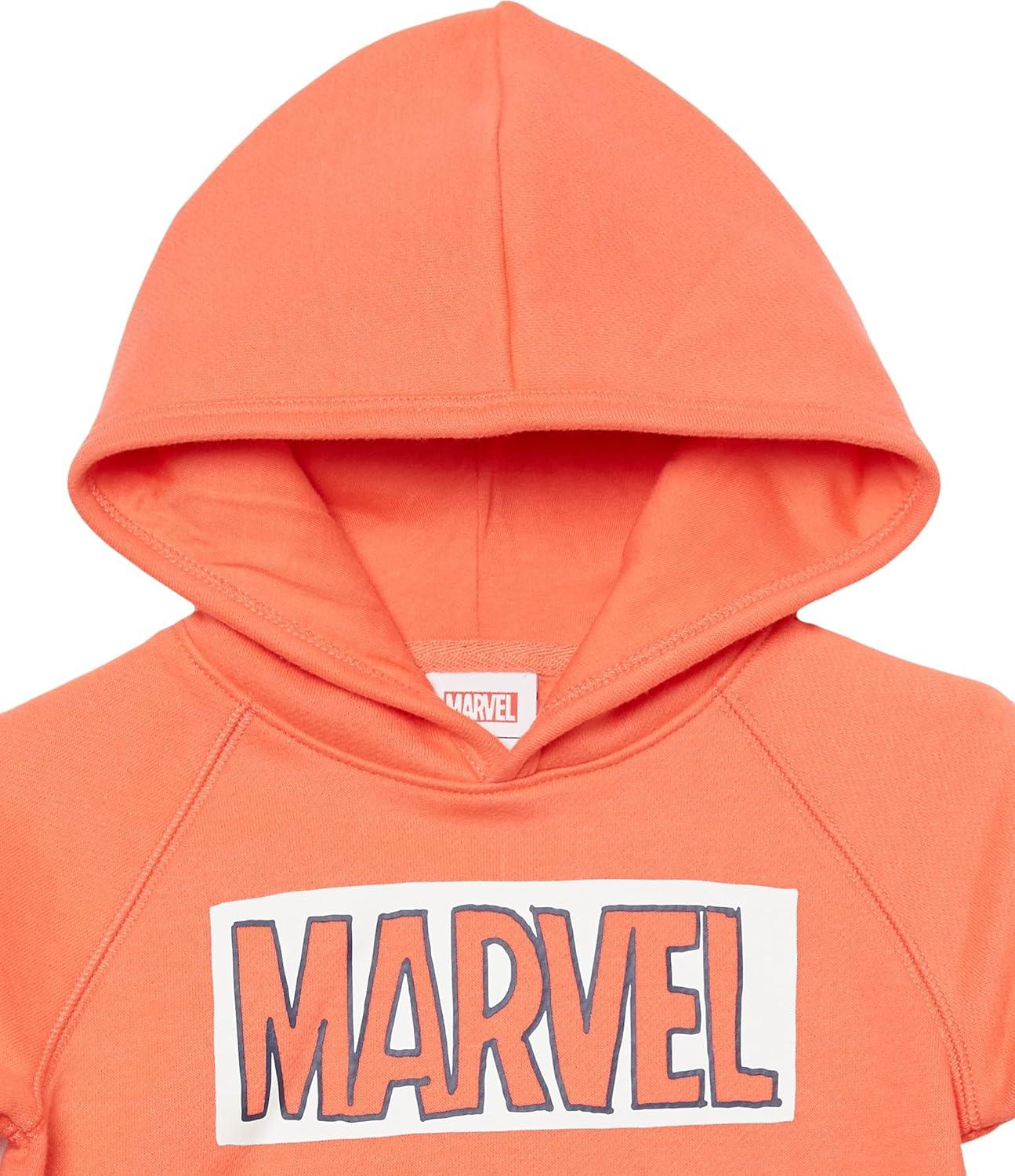 imageAmazon Essentials Disney  Marvel  Star Wars  Frozen  Princess Girls and Toddlers Fleece Pullover Hoodie SweatshirtMarvel Logo