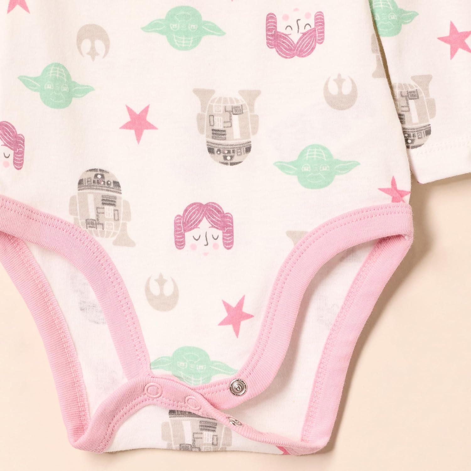 imageAmazon Essentials Disney  Marvel  Star Wars  Princess Baby Girls LongSleeve Bodysuits Pack of 5Star Wars Tiny Rebel