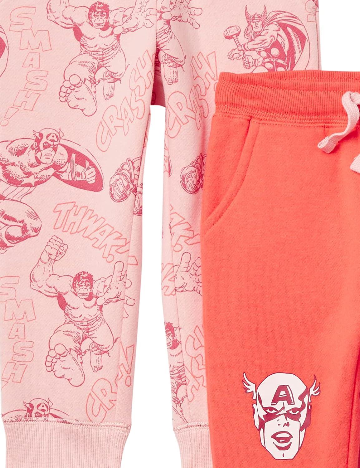 imageAmazon Essentials Disney  Marvel  Star Wars  Princess Girls and Toddlers Fleece Jogger Sweatpants Pack of 2Pink Marvel Avengers