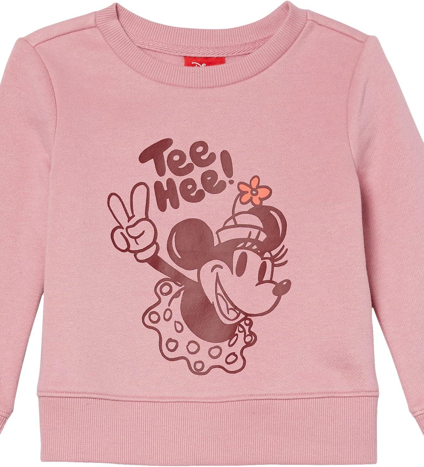 imageAmazon Essentials Disney  Marvel  Star Wars  Princess Girls and Toddlers Fleece Pullover Crew SweatshirtMinnie Peace  Girls
