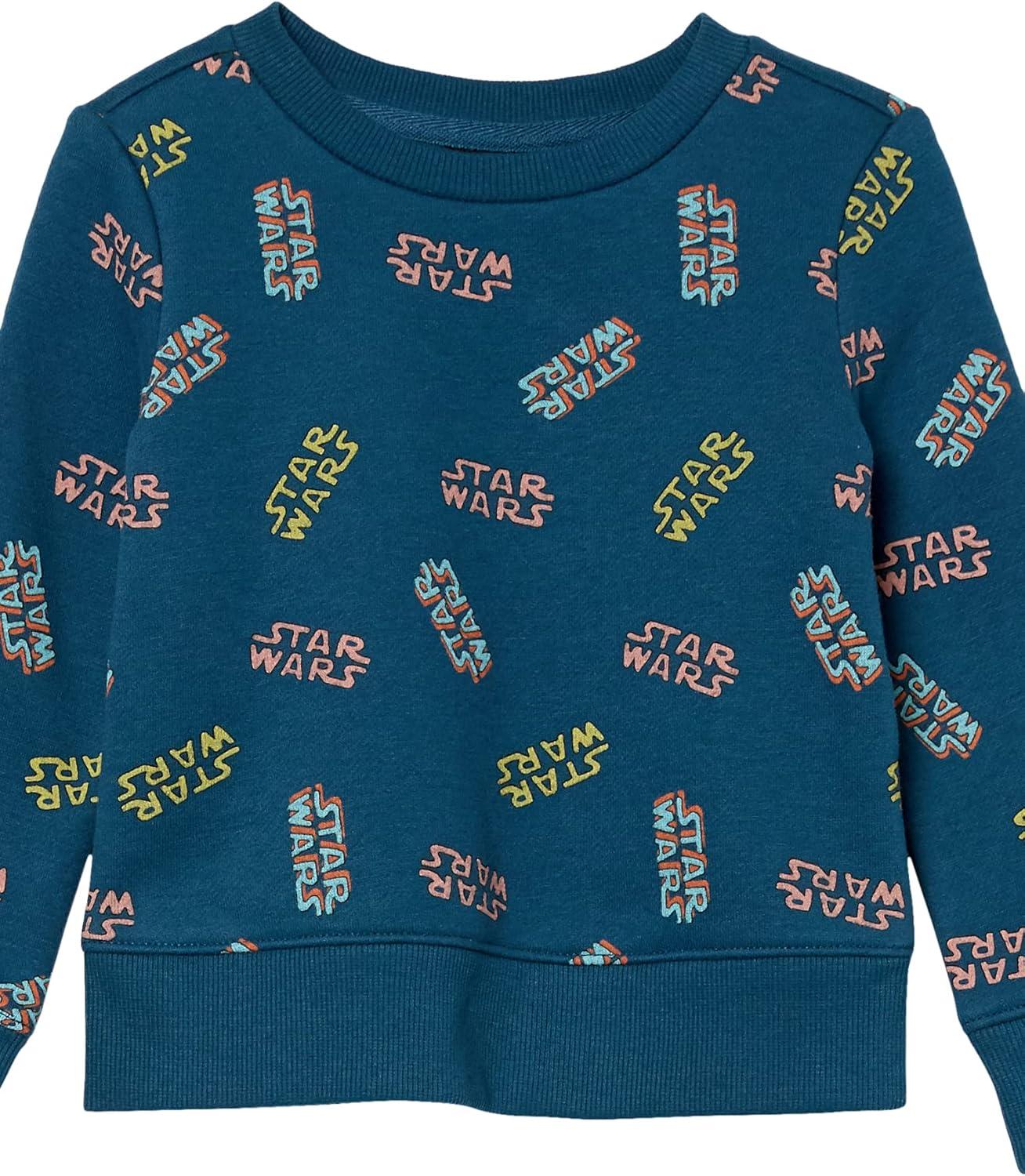 imageAmazon Essentials Disney  Marvel  Star Wars  Princess Girls and Toddlers Fleece Pullover Crew SweatshirtStar Wars Logo