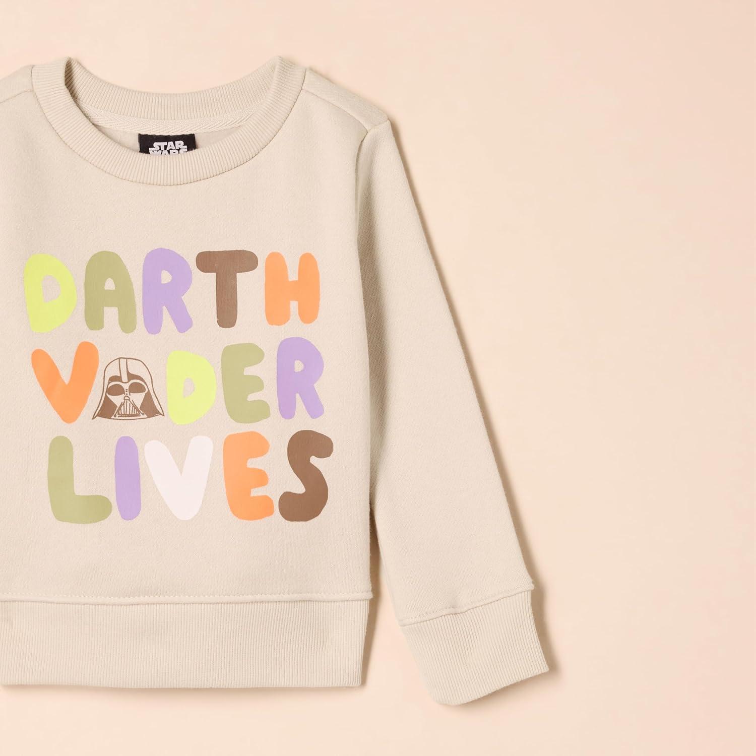imageAmazon Essentials Disney  Marvel  Star Wars  Princess Girls and Toddlers Fleece Pullover Crew SweatshirtStar Wars Vader