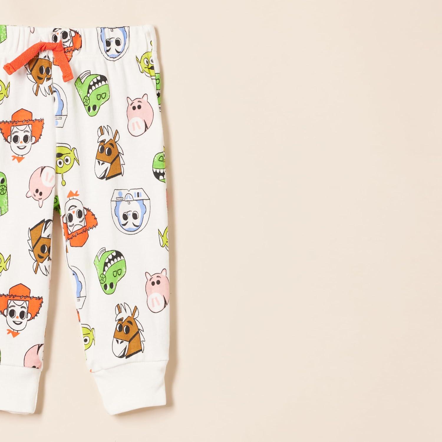 imageAmazon Essentials Disney  Marvel  Star Wars Baby Boys Pants Pack of 4Blue StripeGreyOrangeWhite Toy Story Friends