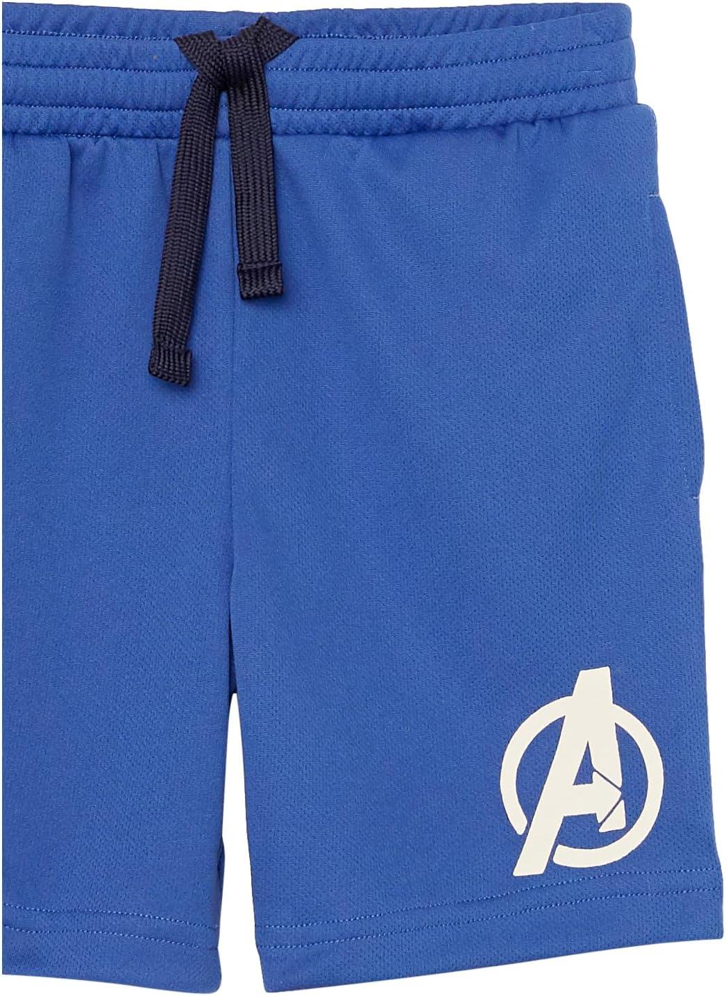 imageAmazon Essentials Disney  Marvel  Star Wars Boys and Toddlers Mesh Basketball Gym Shorts Pack of 2Avengers Logo