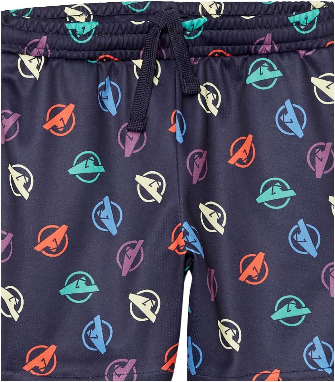 imageAmazon Essentials Disney  Marvel  Star Wars Boys and Toddlers Mesh Basketball Gym Shorts Pack of 2Avengers Logo