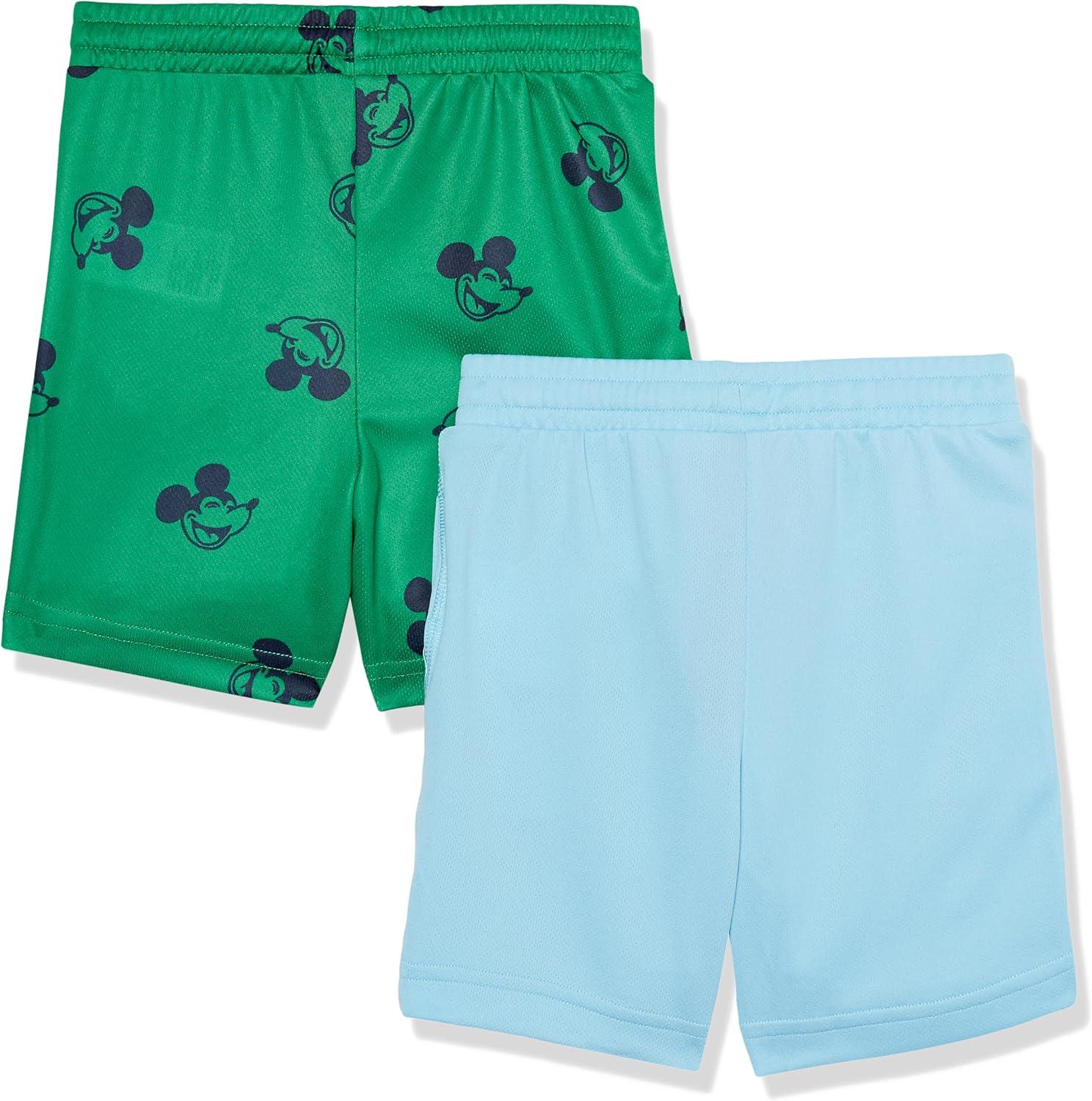 imageAmazon Essentials Disney  Marvel  Star Wars Boys and Toddlers Mesh Basketball Gym Shorts Pack of 2Happy Mickey