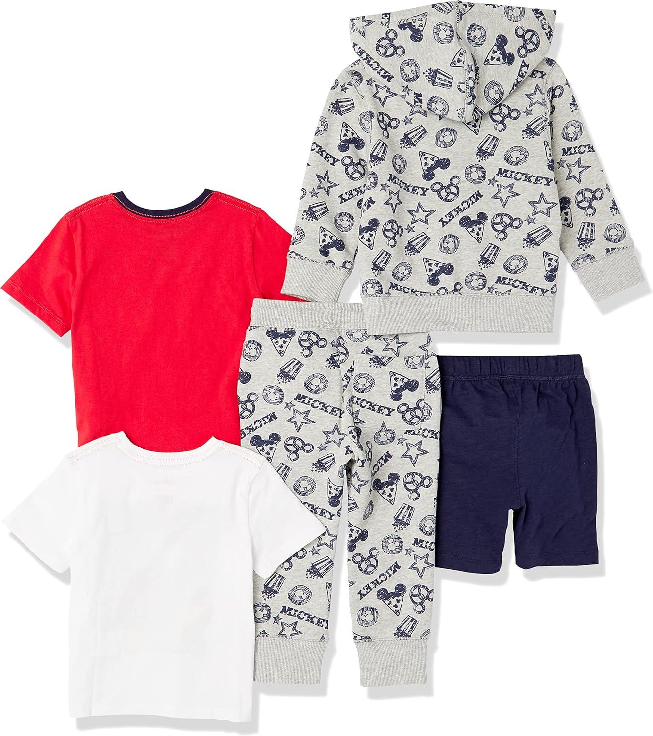 imageAmazon Essentials Disney  Marvel  Star Wars Boys and Toddlers Outfit Sets Previously Spotted Zebra Pack of 5Mickey Snacks