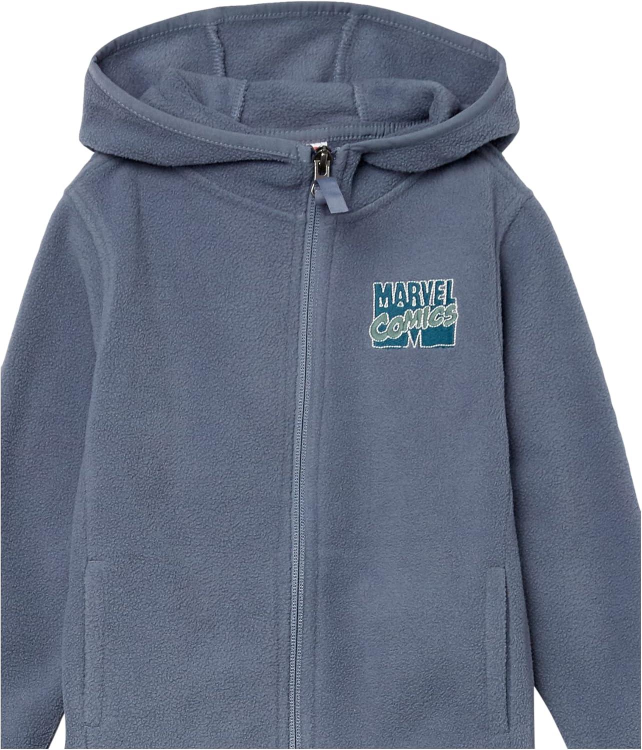 imageAmazon Essentials Disney  Marvel  Star Wars Boys and Toddlers Polar Fleece FullZip Hooded JacketMarvel Comic Logo