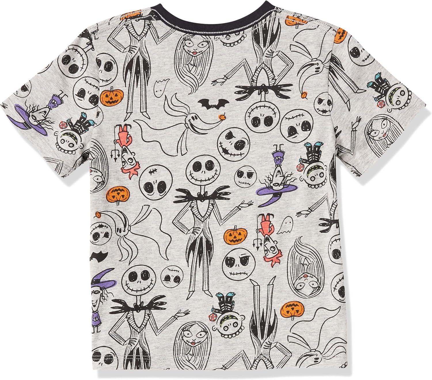 imageAmazon Essentials Disney  Marvel  Star Wars Boys and Toddlers ShortSleeve VNeck TShirts Pack of 4Nightmare Doodle