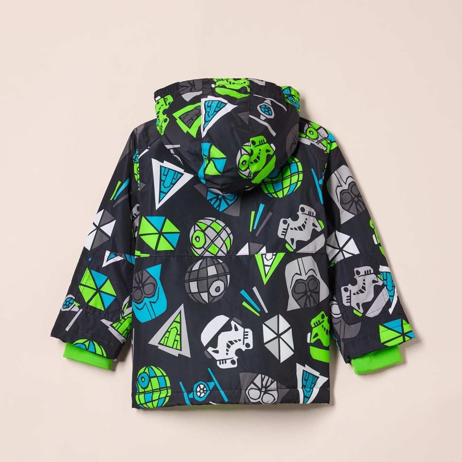imageAmazon Essentials Disney  Marvel  Star Wars Boys and Toddlers Warm Puffer CoatsNeon Star Wars
