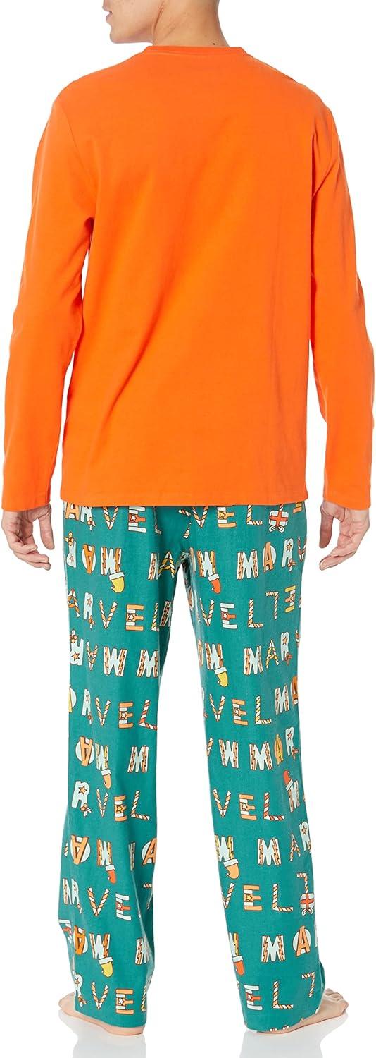 imageAmazon Essentials Disney  Marvel  Star Wars Mens Flannel Pajama Sleep SetsFestive Marvel