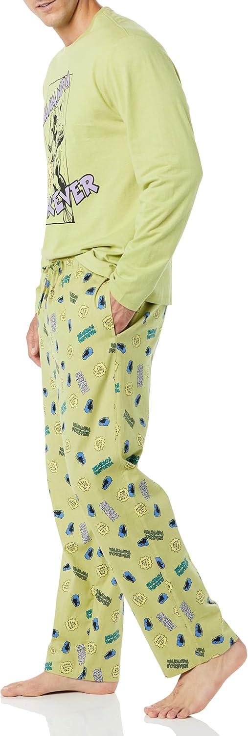 imageAmazon Essentials Disney  Marvel  Star Wars Mens Flannel Pajama Sleep SetsMarvel Black Panther