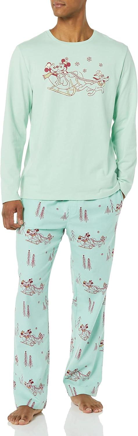 imageAmazon Essentials Disney  Marvel  Star Wars Mens Flannel Pajama Sleep SetsMickey Winter  Mens