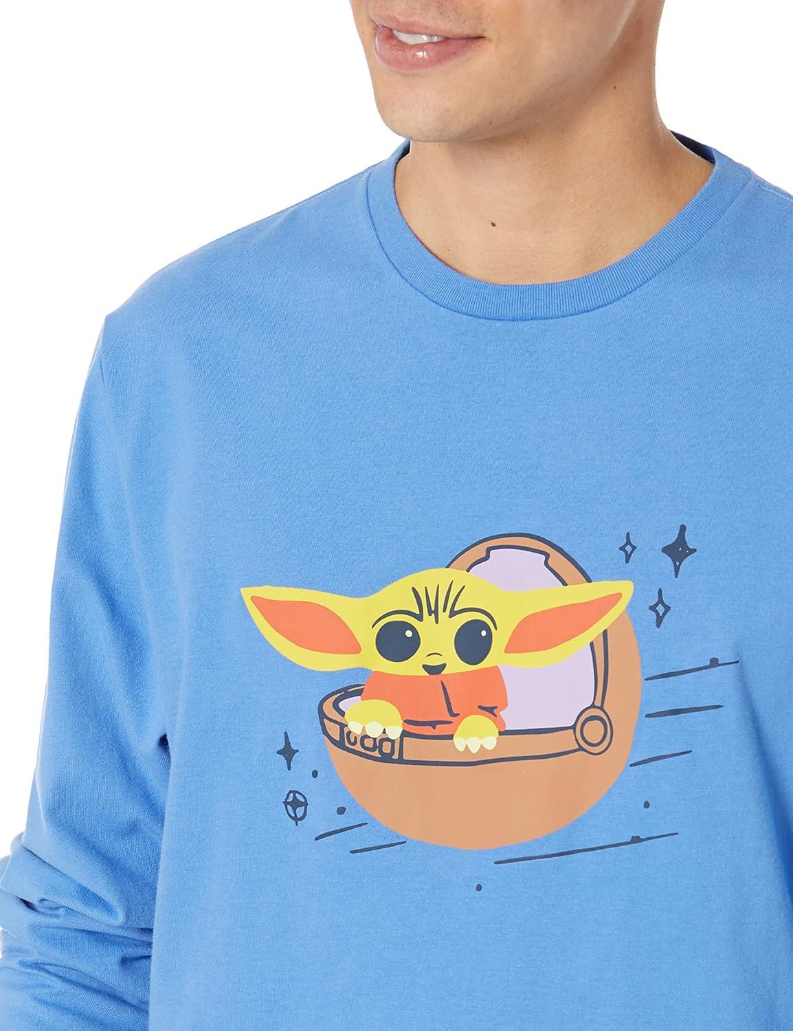 imageAmazon Essentials Disney  Marvel  Star Wars Mens Flannel Pajama Sleep SetsStar Wars Grogu  Mens