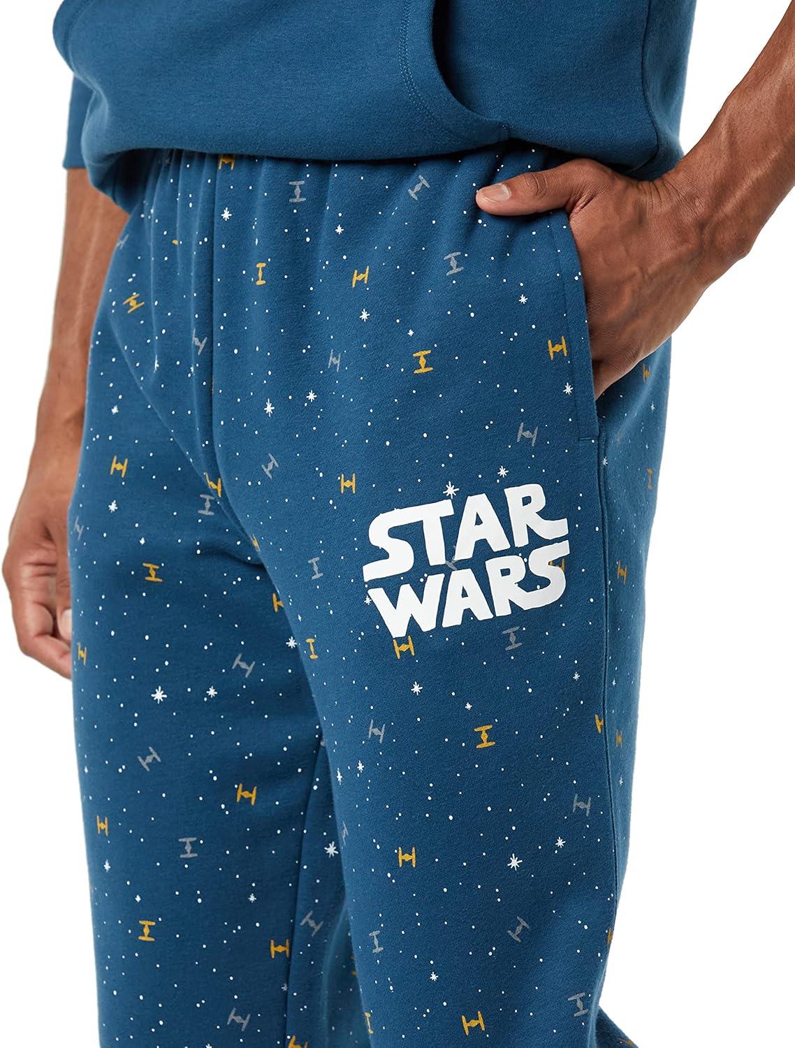 imageAmazon Essentials Disney  Marvel  Star Wars Mens Fleece Sweatpant Available in Big ampamp TallStar Wars Logo Ships