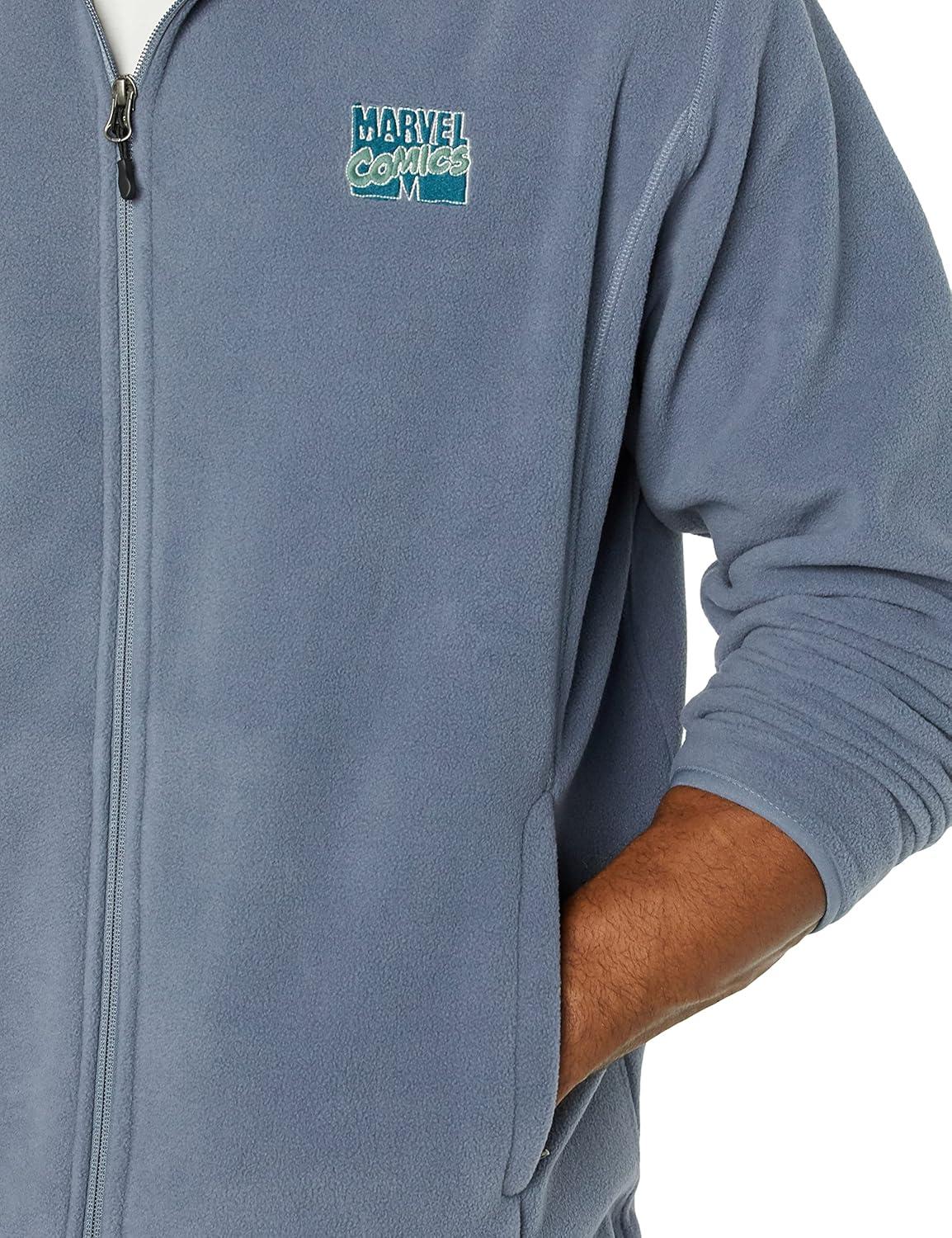 imageAmazon Essentials Disney  Marvel  Star Wars Mens Polar Fleece FullZip Mock JacketsMarvel Comic Logo