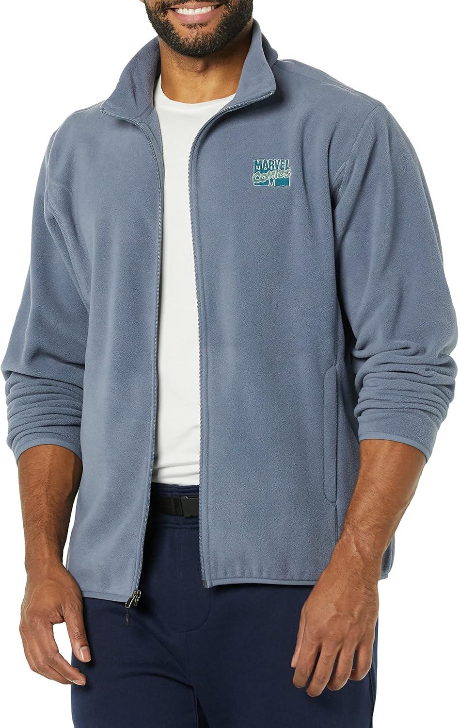 imageAmazon Essentials Disney  Marvel  Star Wars Mens Polar Fleece FullZip Mock JacketsMarvel Comic Logo