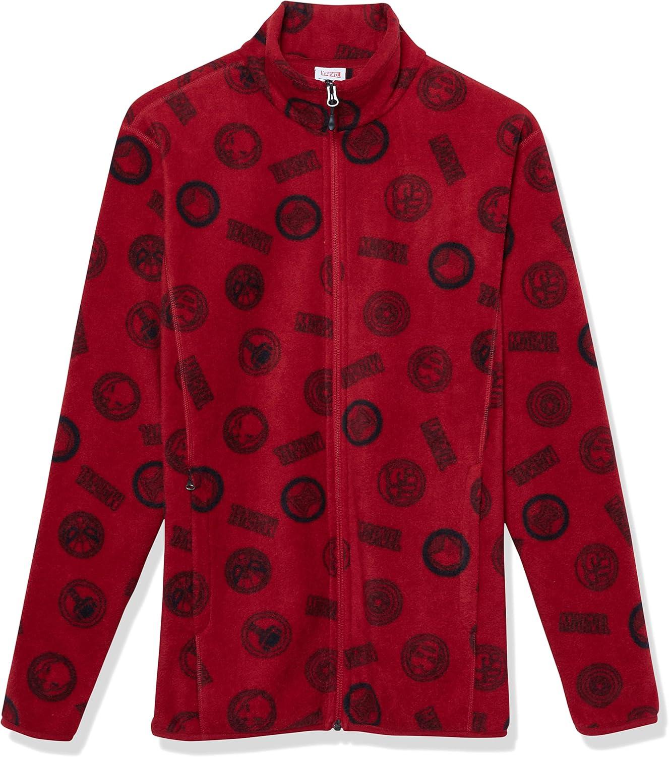 imageAmazon Essentials Disney  Marvel  Star Wars Mens Polar Fleece FullZip Mock JacketsMarvel Logo