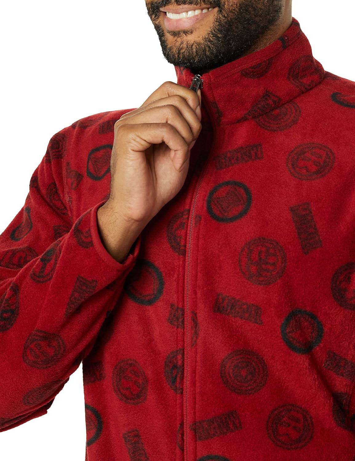 imageAmazon Essentials Disney  Marvel  Star Wars Mens Polar Fleece FullZip Mock JacketsMarvel Logo