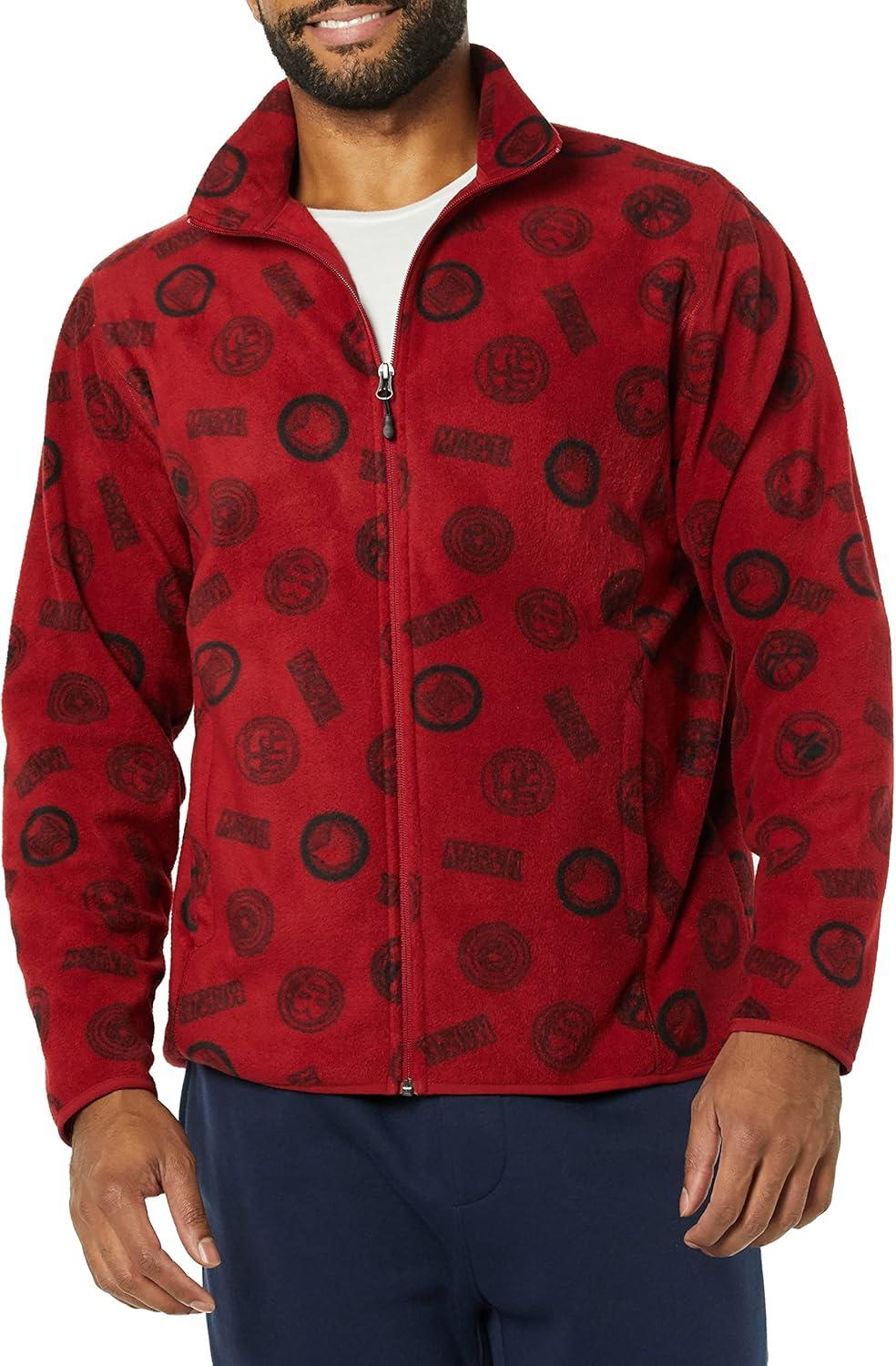 imageAmazon Essentials Disney  Marvel  Star Wars Mens Polar Fleece FullZip Mock JacketsMarvel Logo