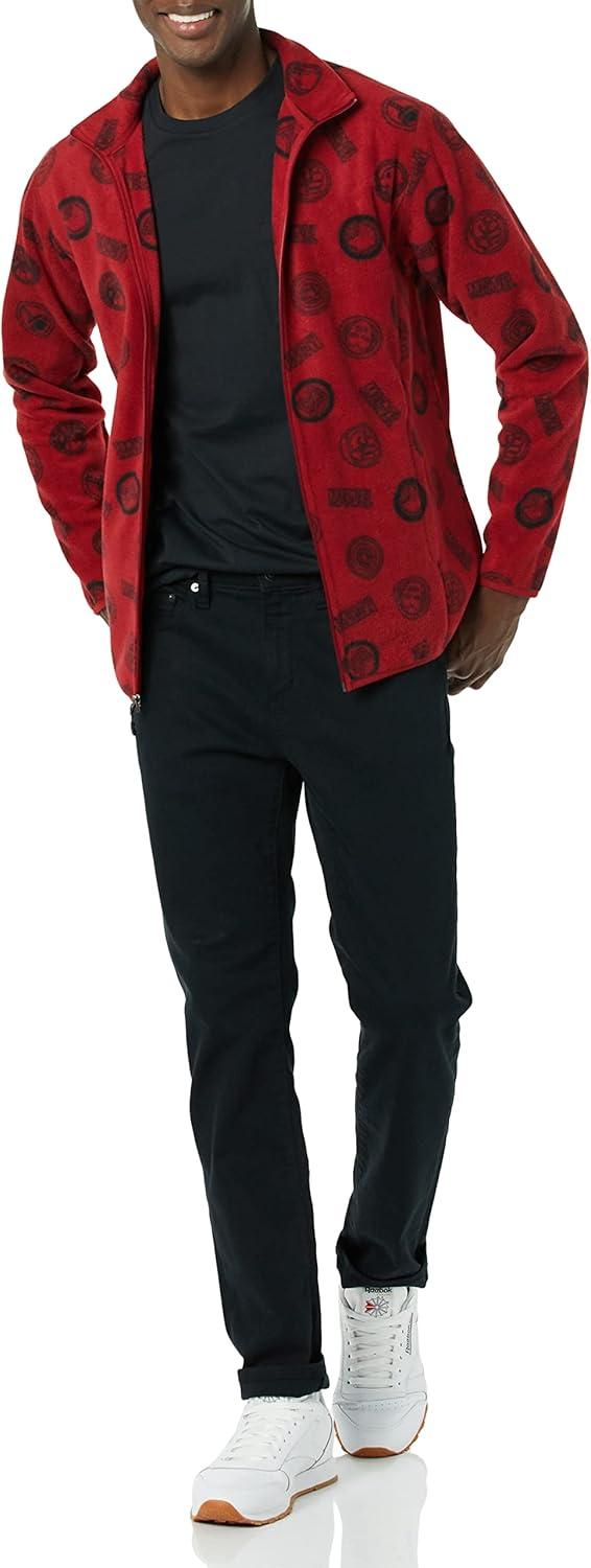 imageAmazon Essentials Disney  Marvel  Star Wars Mens Polar Fleece FullZip Mock JacketsMarvel Logo