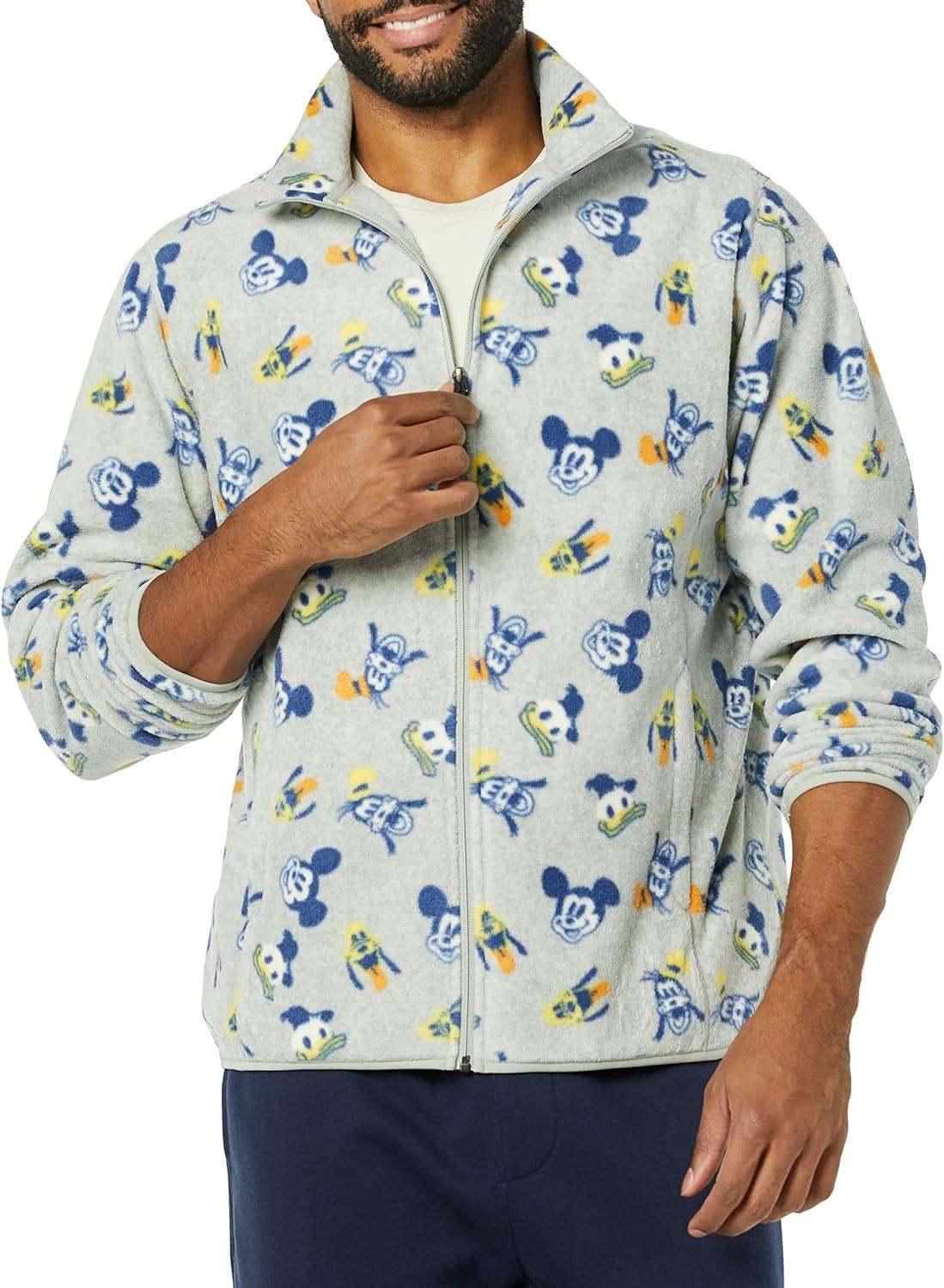 imageAmazon Essentials Disney  Marvel  Star Wars Mens Polar Fleece FullZip Mock JacketsMickey and Friends