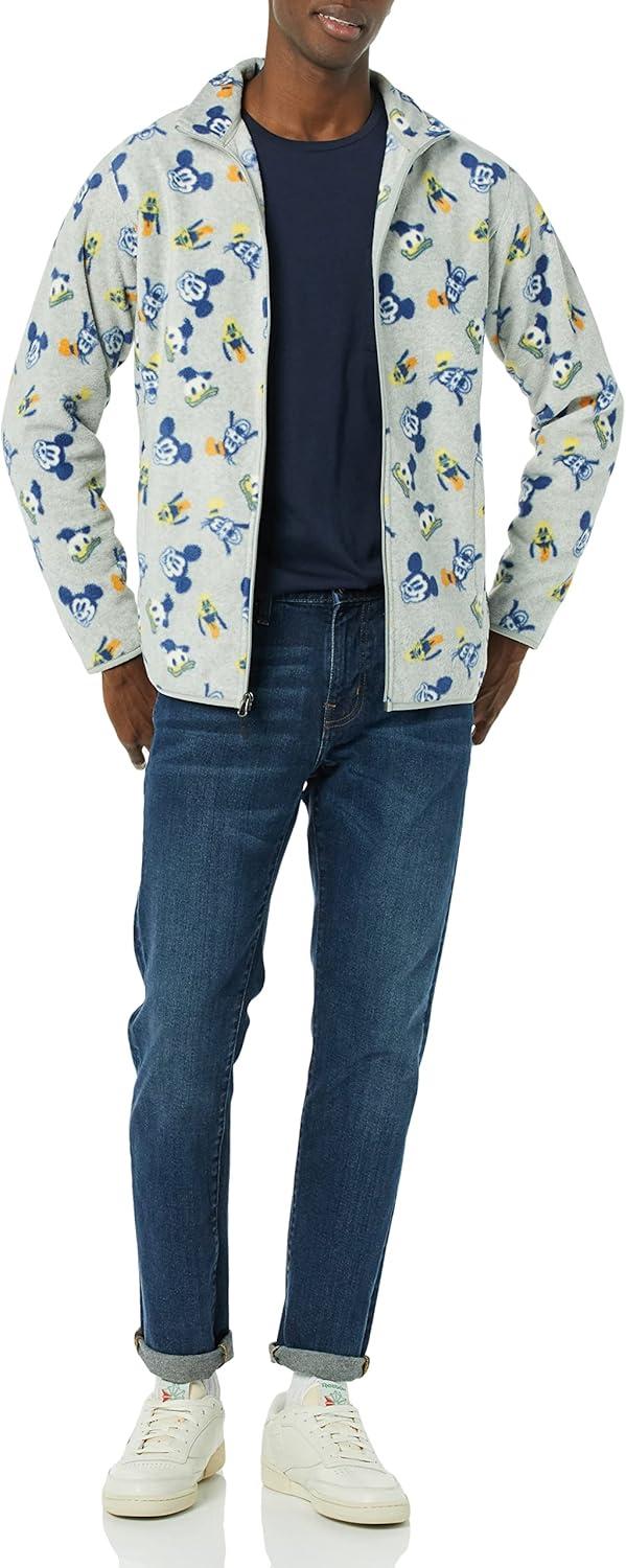 imageAmazon Essentials Disney  Marvel  Star Wars Mens Polar Fleece FullZip Mock JacketsMickey and Friends