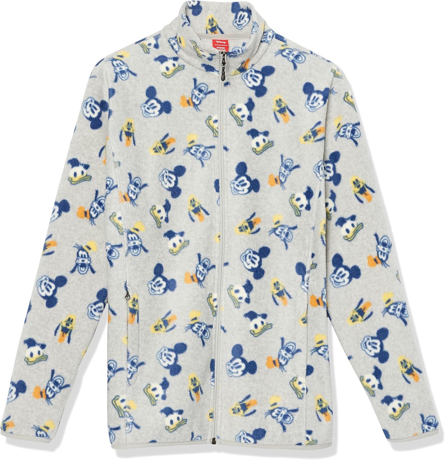 imageAmazon Essentials Disney  Marvel  Star Wars Mens Polar Fleece FullZip Mock JacketsMickey and Friends