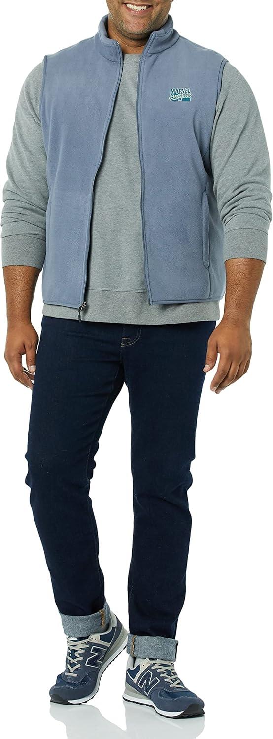 imageAmazon Essentials Disney  Marvel  Star Wars Mens Polar Fleece VestsMarvel Comic Logo