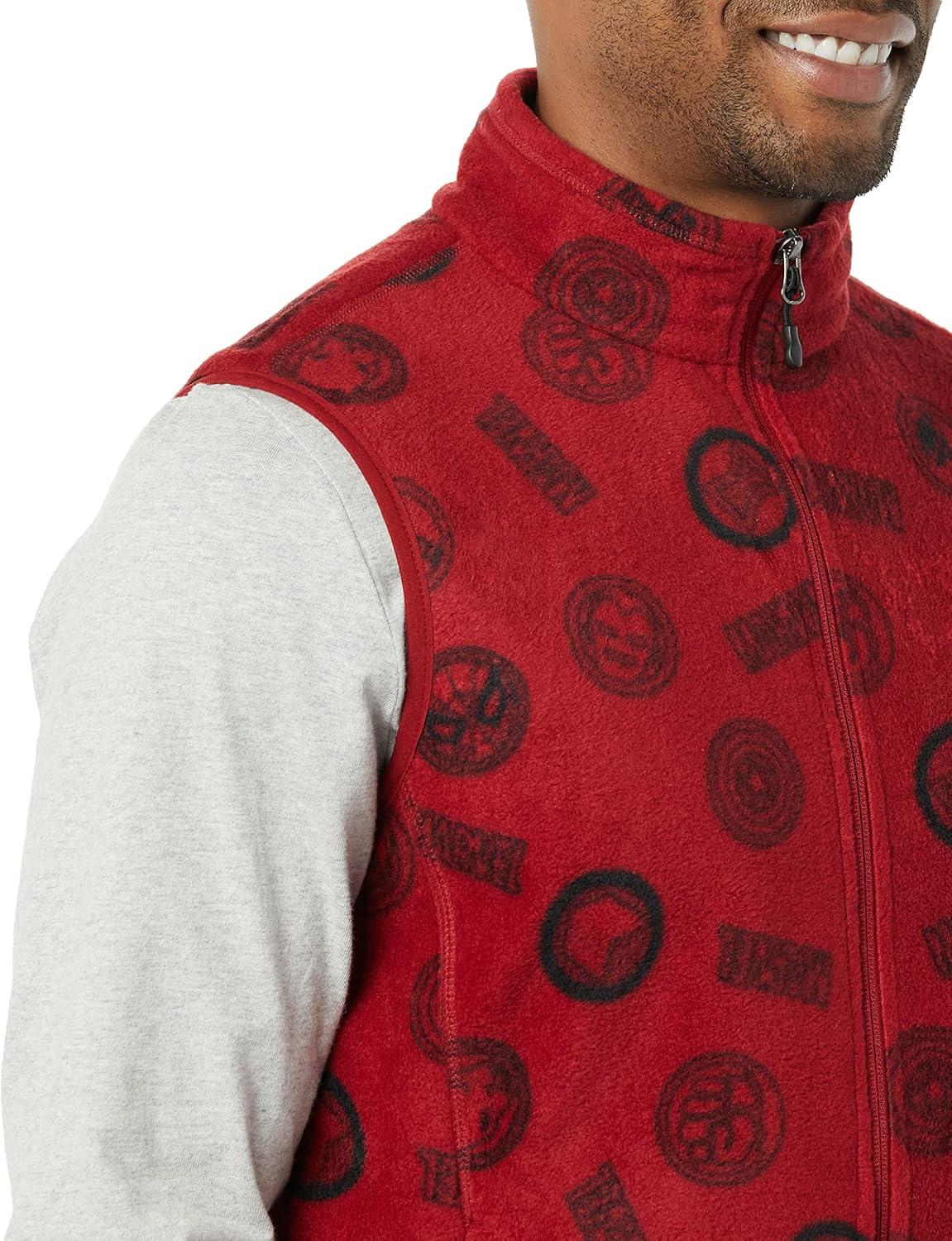 imageAmazon Essentials Disney  Marvel  Star Wars Mens Polar Fleece VestsMarvel Logo
