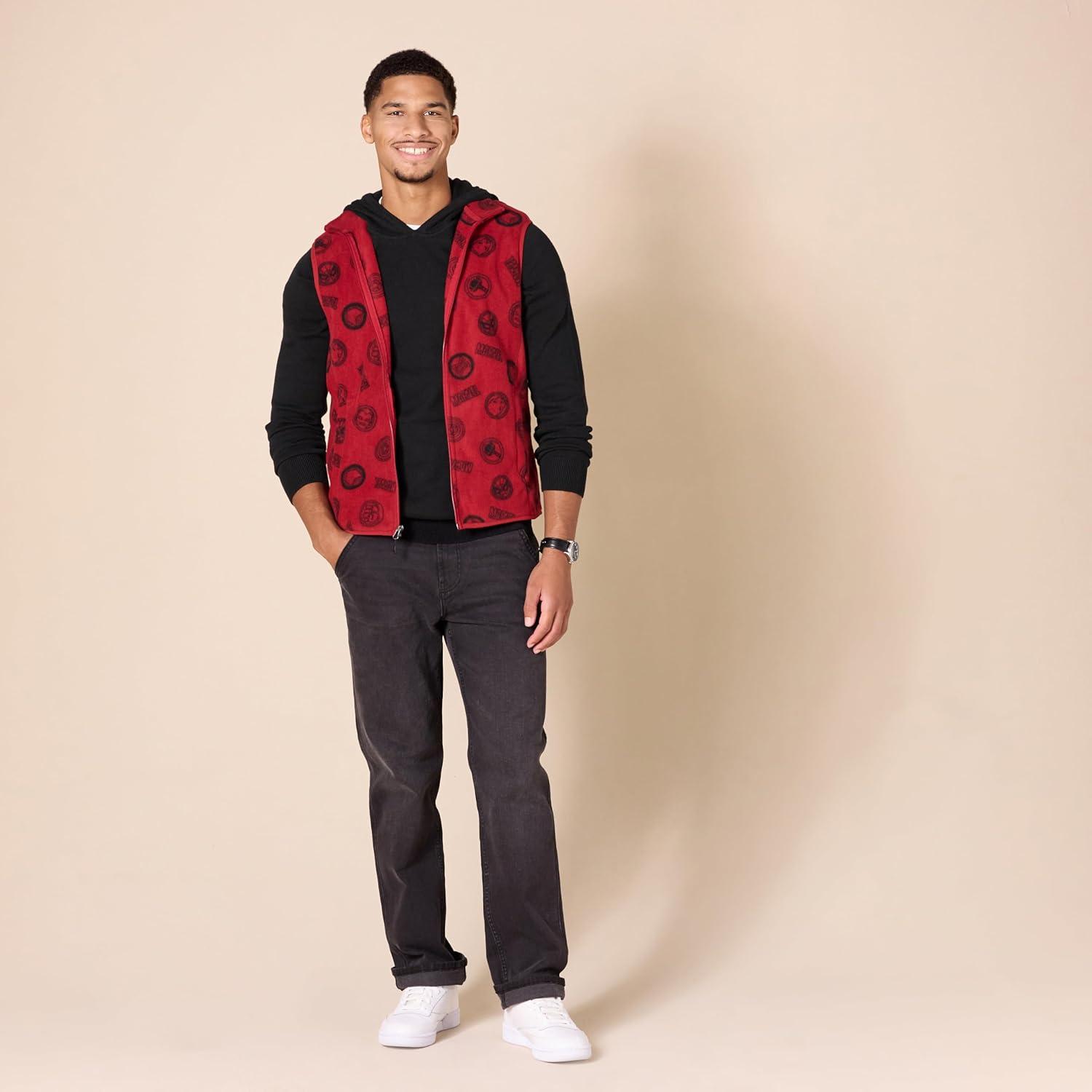 imageAmazon Essentials Disney  Marvel  Star Wars Mens Polar Fleece VestsMarvel Logo